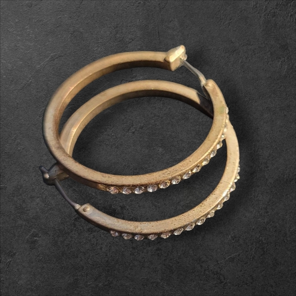Elegant Gold Hoop Earrings with Crystals